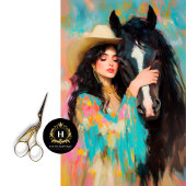 Cowgirl & Zwarte Hengst Decoupage Tissuepapier