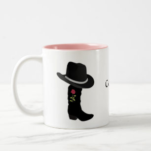 Cowgirl Zwarte Hoed & Laars Twee-Tons Koffiemok Tweekleurige Koffiemok