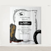 Cowgirlhoed en laarzen vrijgezellenfeestje Wit & Z Wandkleed (Voorkant)