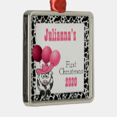 Cowgirl's 1st Christmas with Name Metalen Ornament (Rechts)