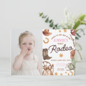 Cowgirl's eerste rodeo foto verjaardagsfoto kaart (Staand voorkant)