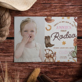 Cowgirl's eerste rodeo foto verjaardagsfoto kaart