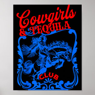 Cowgirls En Tequila Vintage Staart Grappige Tequil Poster