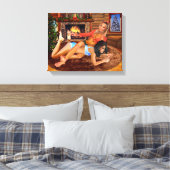 COWGIRLS LOG CABIN PLAY WRESTLING CANVAS AFDRUK (Insitu (Slaapkamer))