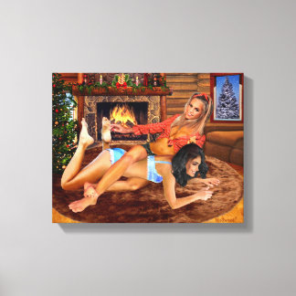 COWGIRLS LOG CABIN PLAY WRESTLING CANVAS AFDRUK