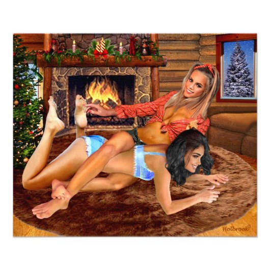 COWGIRLS LOG CABIN PLAY WRESTLING FOTO AFDRUK (Voorkant)