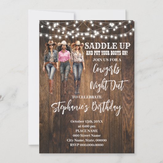 Cowgirls Night Out Western Land Verjaardag Kaart (Voorkant)