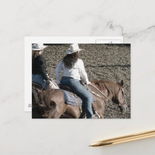 Cowgirls op een Rodeo Paarden Briefkaart