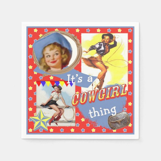  Cowgirls Roping Westerne Partij Servetten (Voorkant)