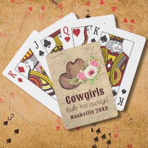 "Cowgirls take me away", rustieke roze bloemen Pokerkaarten