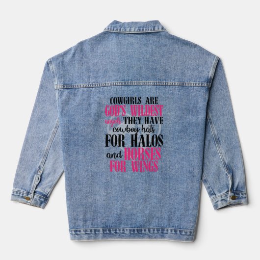 Cowgirls Typografie Roze Denim Jacket (Achterkant)