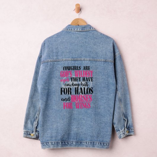 Cowgirls Typografie Roze Denim Jacket (Hangar)