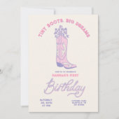 Cowgirls verjaardagsuitnodiging Tiny Boots Big Dre Kaart (Voorkant)