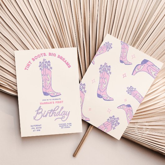 Cowgirls verjaardagsuitnodiging Tiny Boots Big Dre Kaart