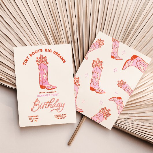 Cowgirls verjaardagsuitnodiging Tiny Boots Big Dre Kaart