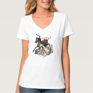 Cowgirly Cowgirl & Hobby Horse V-Neck T-shirt