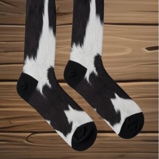 Cowhide Black White  Socks Sokken