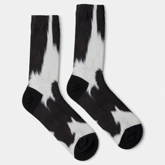 Cowhide Black White  Socks Sokken (Rechts)