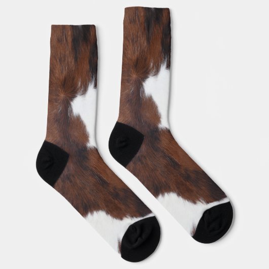 Cowhide Brown White  Sokken (Rechts)