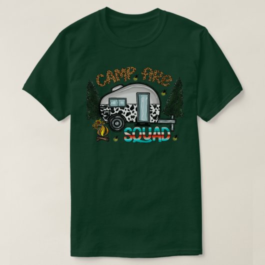 Cowhide Camping Trailer Campfire Squad Western Cam T-shirt (Design voorkant)