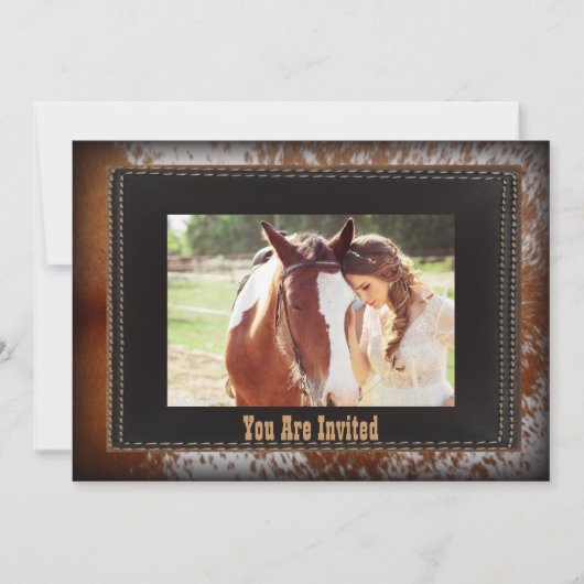 Cowhide Cowboy Country westerse trouwkaart Kaart (Voorkant)