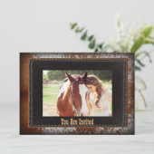 Cowhide Cowboy Country westerse trouwkaart Kaart (Staand voorkant)