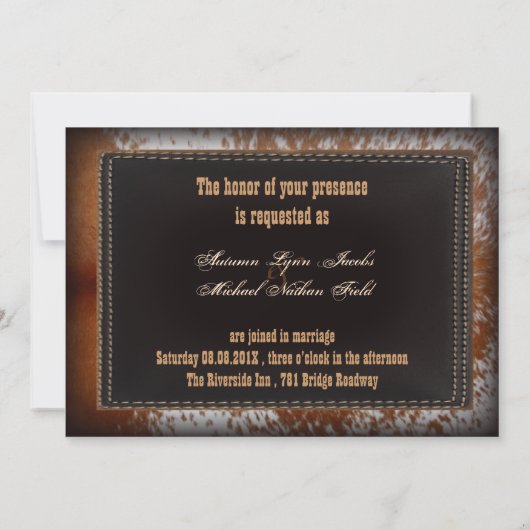 Cowhide Cowboy Country westerse trouwkaart Kaart (Achterkant)