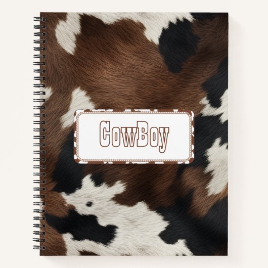 Cowhide Spiral Notebook – Western Cow Print Custom Notitieboek (Voorkant)