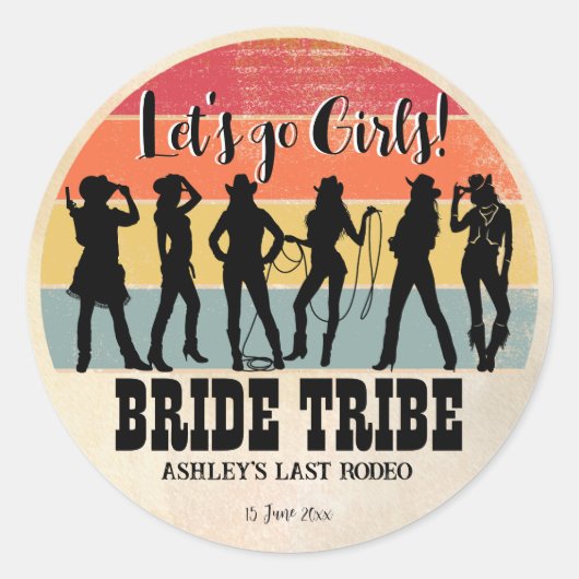 Cowmeiden laten meisjes  weekend weg ronde sticker (Voorkant)