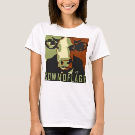 Cowmoflage Fun Pop Art Geïnspireerde Koe Tshirt (Voorkant)