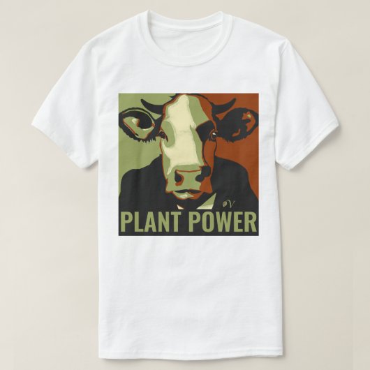 Cowmoflage Pop Art Koe Tshirt Plant Power (Design voorkant)
