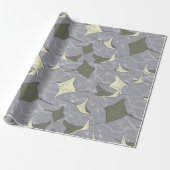 Cownose Stingray Ocean Pattern Cadeaupapier (Uitgerold)