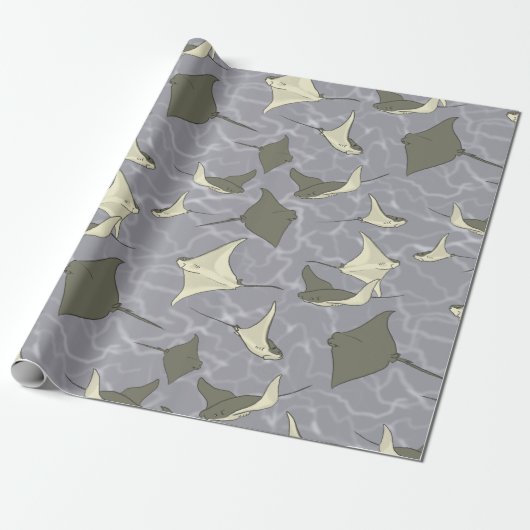 Cownose Stingray Ocean Pattern Cadeaupapier (Uitgerold)