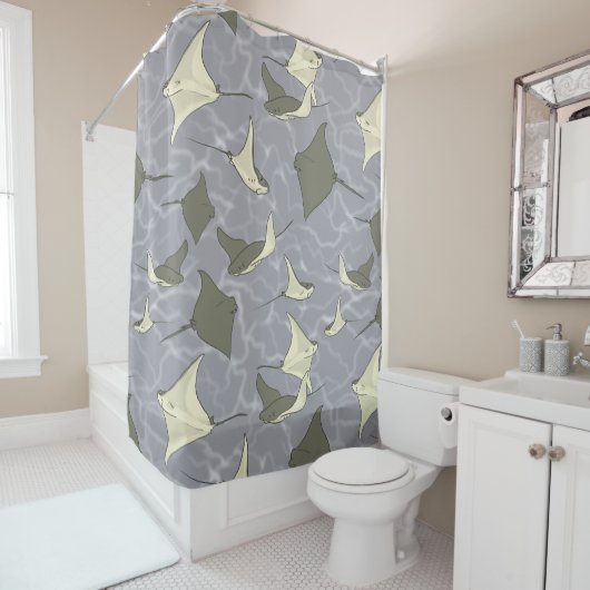 Cownose Stingray Ocean Pattern Douchegordijn (In situ)