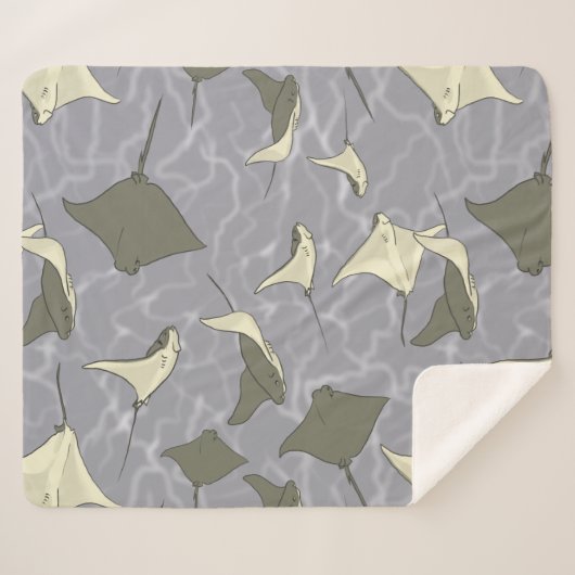 Cownose Stingray Ocean Pattern Sherpa Deken (Voorkant (horizontaal))