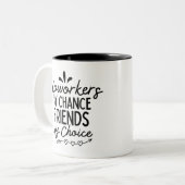 Coworkers By Chance Friends By Choice Tweekleurige Koffiemok (Voorkant links)