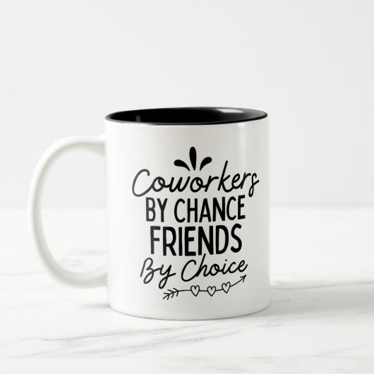 Coworkers By Chance Friends By Choice Tweekleurige Koffiemok (Links)