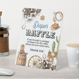Cowpoke Luiers Verlotings Baby Shower Reclamebord Met Voetstuk