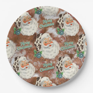 Cowprint Santa Merry Kerstpapier borden Papieren Bordje