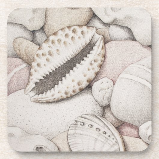Cowrie & Abalone Shells & Pebbles Plastic Onderzet Drankjes Onderzetter (Voorkant)