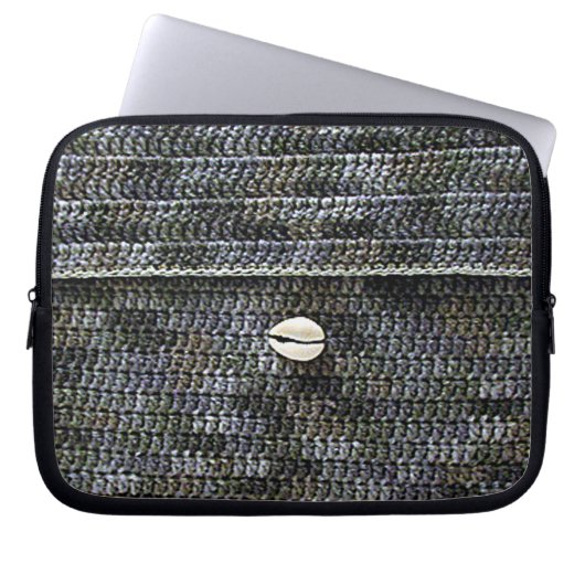 Cowrie Grijs Artisan Haakprint Elektronica Tas (Voorkant)