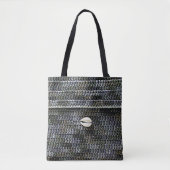 Cowrie Shell Grijs Textuur Artisan haakprint Tote Bag (Voorkant)