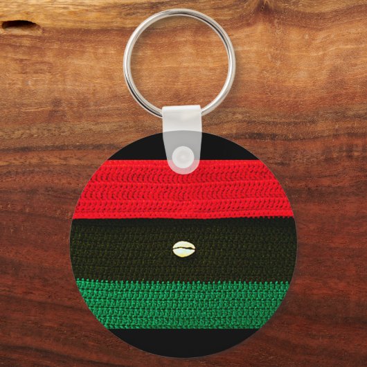 Cowrie Shell Red Black en Green Crochet Print op Sleutelhanger (Voorkant)