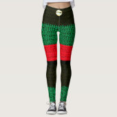 Cowrie Shell Red Black Green Artisan Crochet Print Leggings (Voorkant)