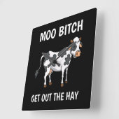 Cows Moo Funny Quote Rancher Farmer Vierkante Klok (Hoek)