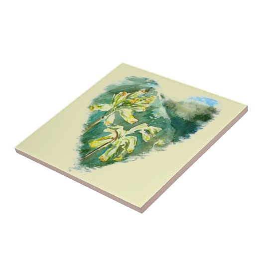 Cowslip Primula Heart Tegeltje (Zijkant)