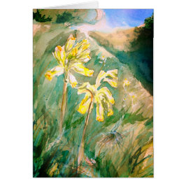 Cowslips Primula veris op een grijze Kaart