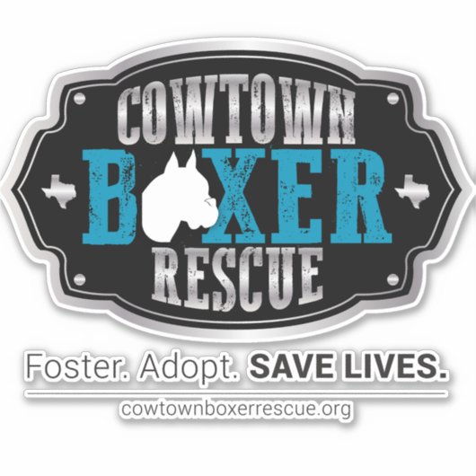 Cowtown Boxer Rescue Contour Sticker (Voorkant)