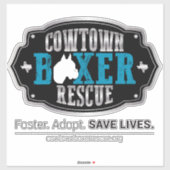 Cowtown Boxer Rescue Vinyl Sticker (groot) (Vel)