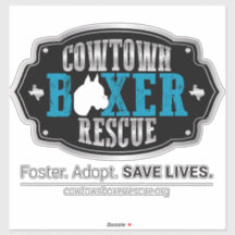Cowtown Boxer Rescue Vinyl Sticker (groot)